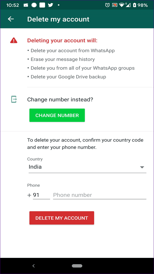 كيفية حذف حساب WhatsApp